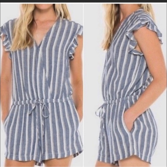 Cloth & Stone Shorts Romper Linen Blend Size Large - Picture 9 of 9